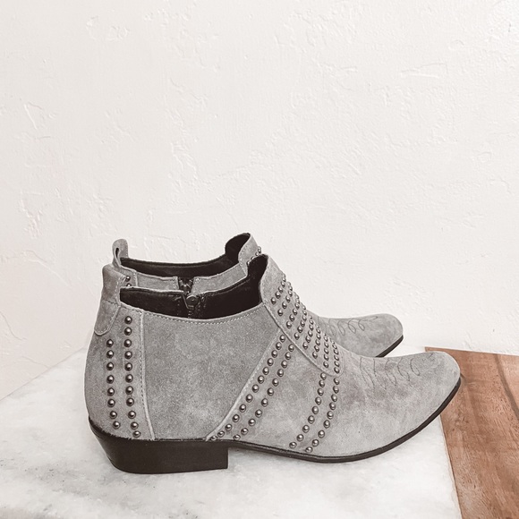 ANINE BING Charlie Low Ankle Boots Gray Suede Studded 37 7 - Picture 3 of 9
